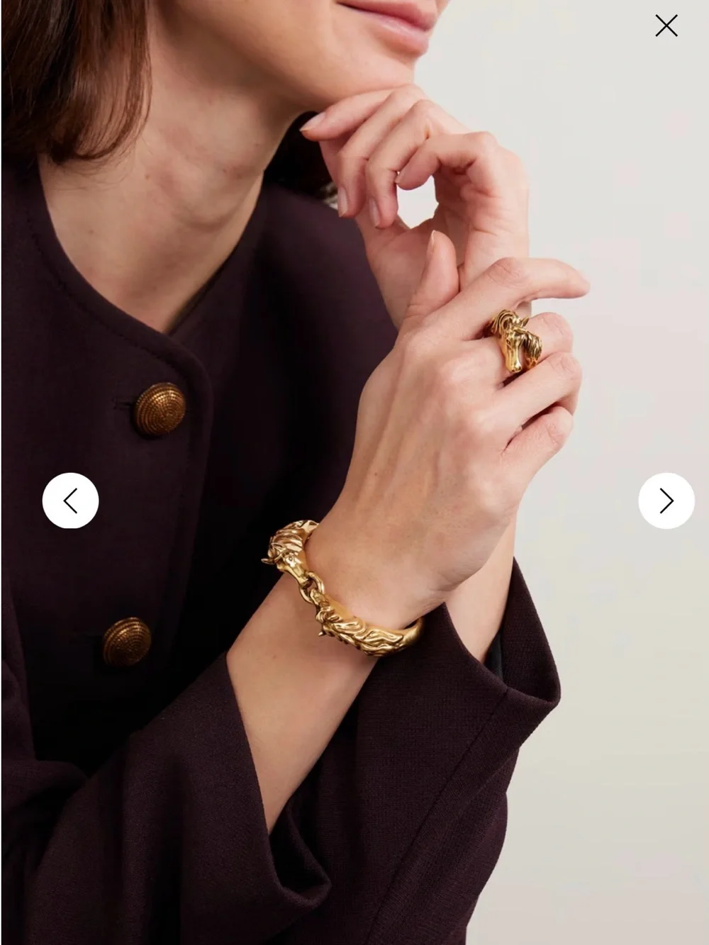 Chloe Gold Horse Head Ring - Made in Italy sz 54